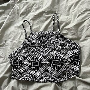 Express Black and White Geometric Tank Top